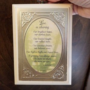 Vintage Hallmark Wooden Gold Plaque - Love is Sharing Sentimental Inspirational